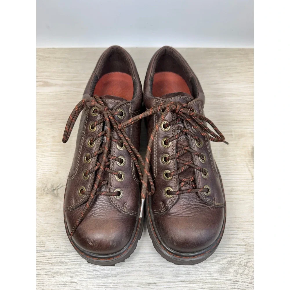 Rare 90s CAT Mens 9.5 Oxford Walking Machines Brown Leather Chunky Platform Lug